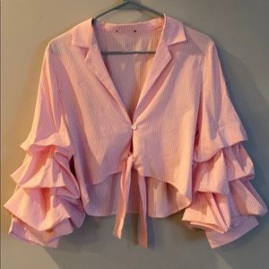 Nautical Bell Sleeve Tie Top